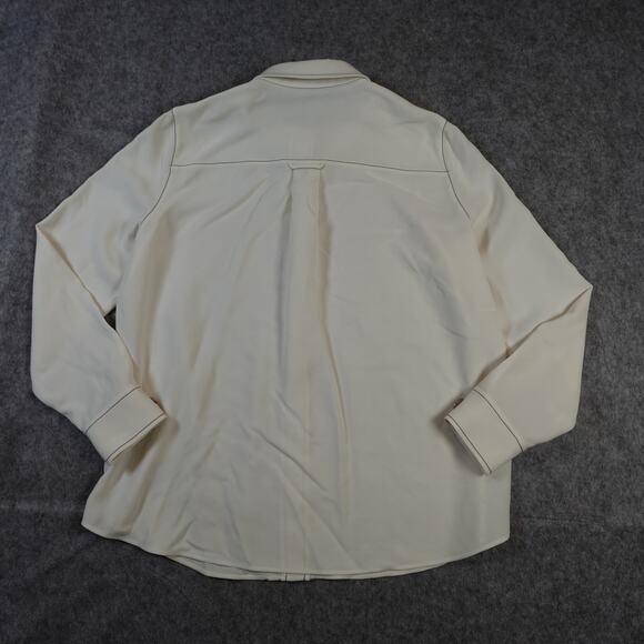 Lafayette 148 Top Womens Large Button Front Shirt Contrast Stitching Long Sleeve - Picture 5 of 9